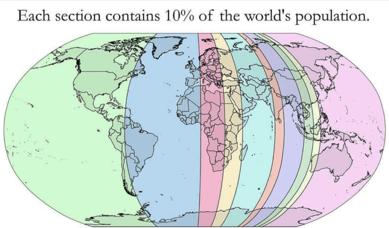 Как выглядела бы карта мира, если ее разделить по плотности населения?